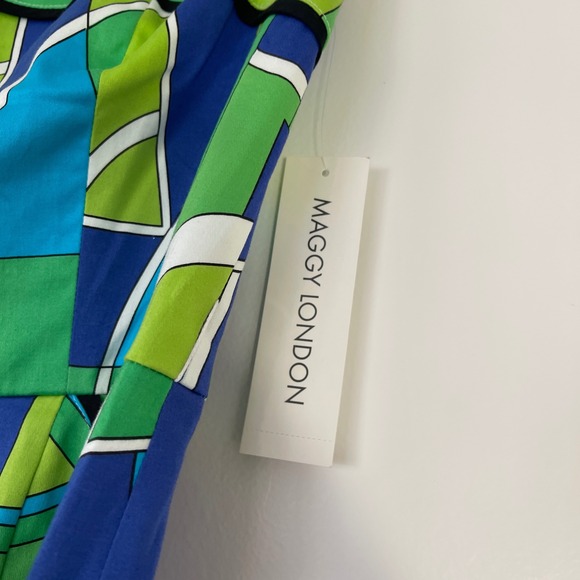 Maggy London NWT $118 Geometric Print‎ Strapless Sheath Dress Women Size 6 - Picture 2 of 7